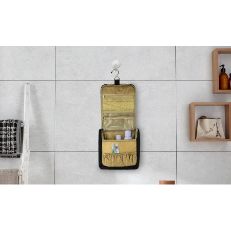 Mini bolsa de viaje multifunción ELEVEN 18x8x21 cm con cremallera y gancho Negro