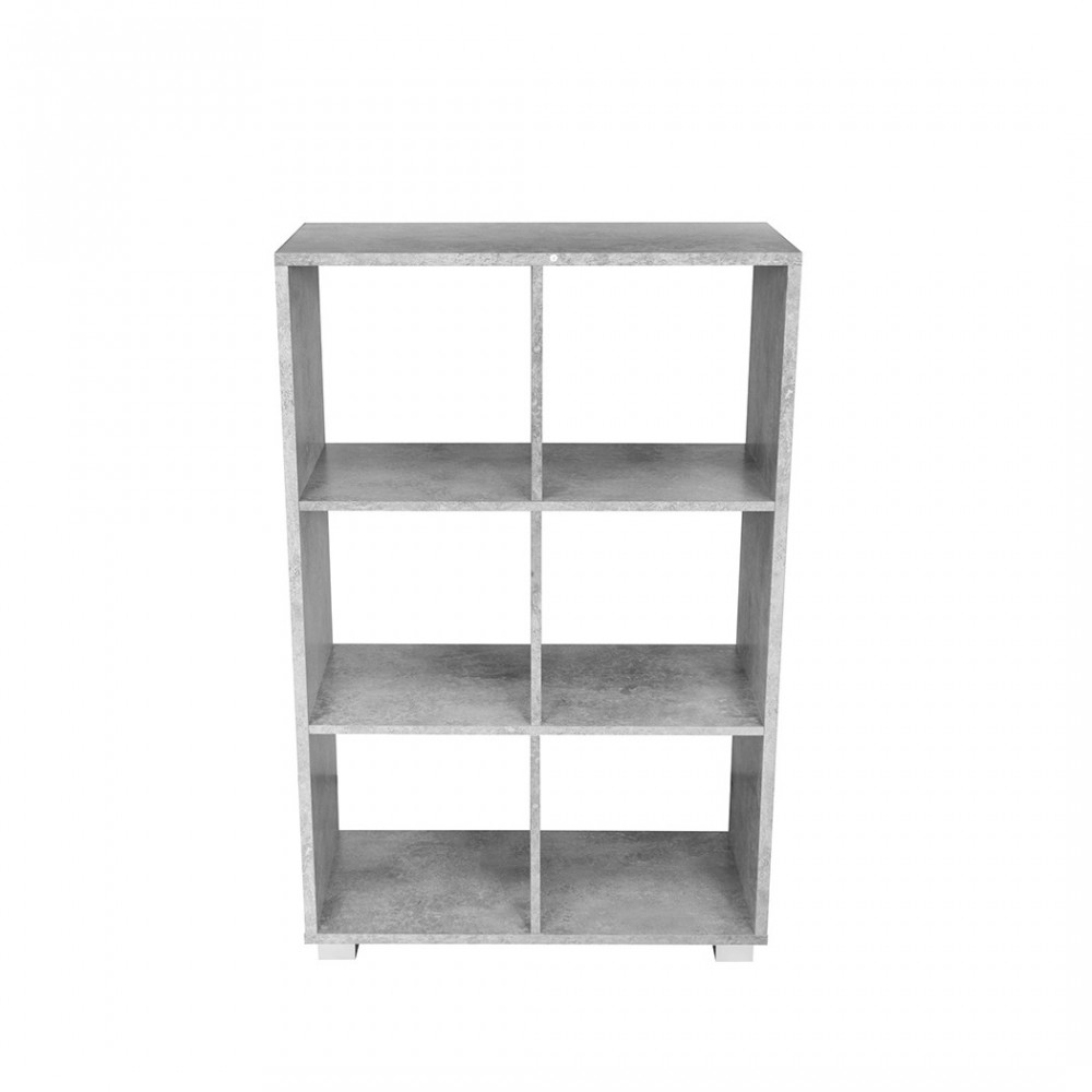 Librería de madera KUBO con 6 estantes equipada con pies 60x24xH99 cm