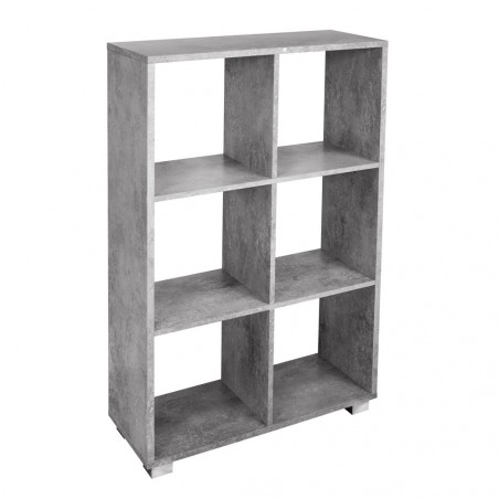 Librería de madera KUBO con 6 estantes equipada con pies 60x24xH99 cm