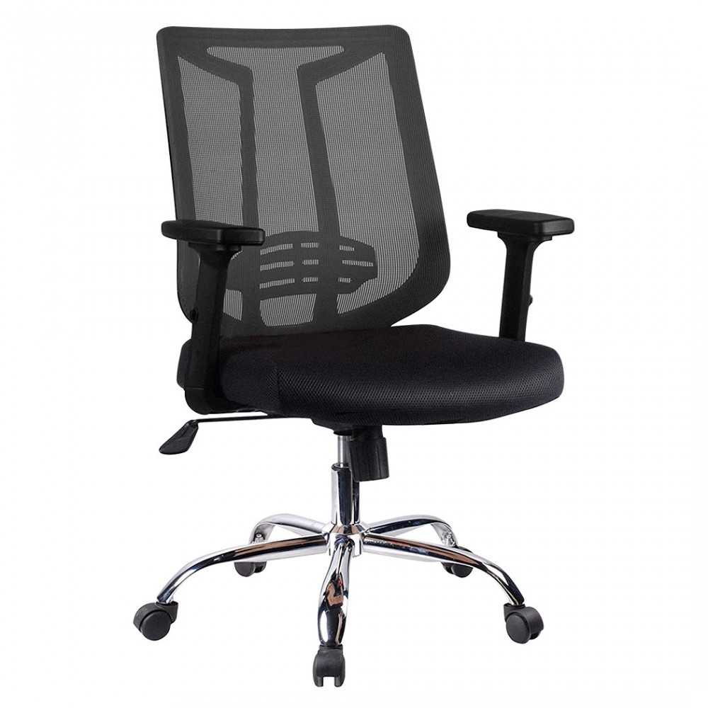 Silla de oficina CLEVER con respaldo transpirable y soporte lumbar