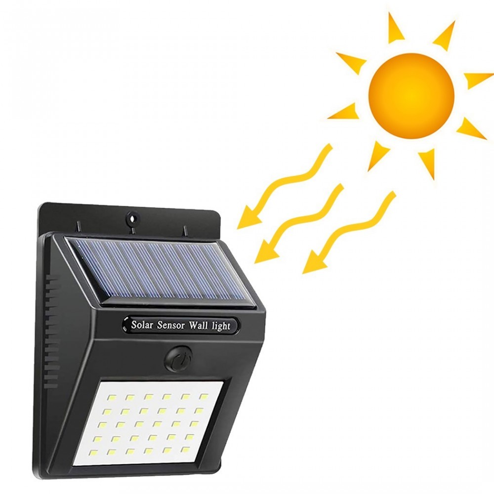 2 Focos de pared de carga solar y sensor de...