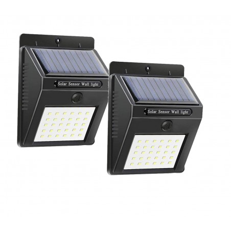 2 Focos de pared de carga solar y sensor de movimiento SMD 20 LED 1200mAH