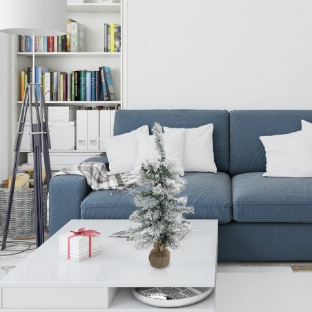 309018 Árbol Navidad 42 ramas plegables PVC 60hcm cubierto de nieve base de yute