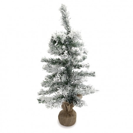 309018 Árbol Navidad 42 ramas plegables PVC 60hcm cubierto de nieve base de yute