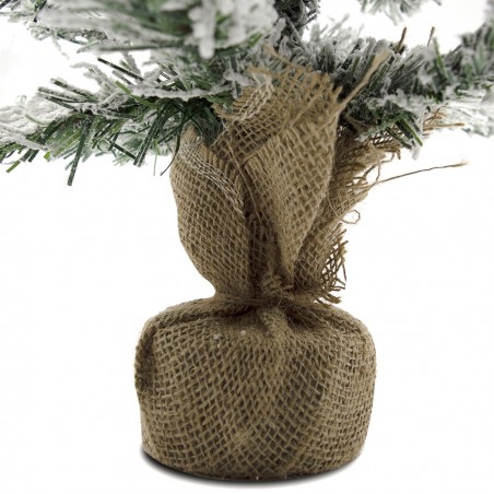 309018 Árbol Navidad 42 ramas plegables PVC 60hcm cubierto de nieve base de yute