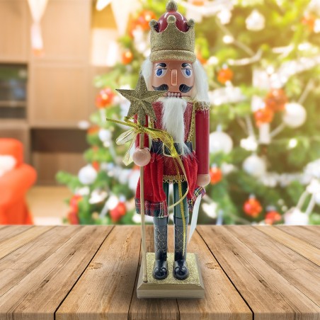 392001 Soldado cascanueces 40h cm cetro estrella decoración navideña escocesa