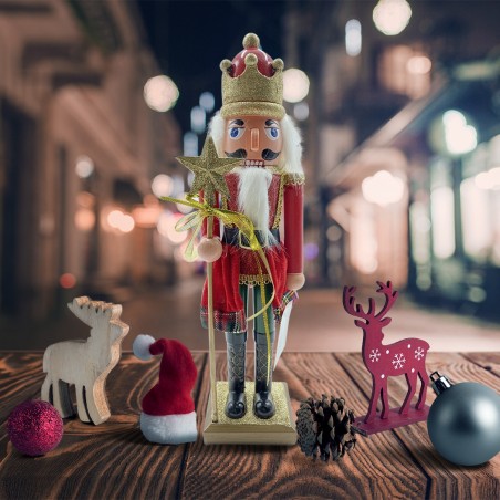 392001 Soldado cascanueces 40h cm cetro estrella decoración navideña escocesa