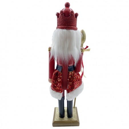 392001 Soldado cascanueces 40h cm con cetro decoración navideña ROJO
