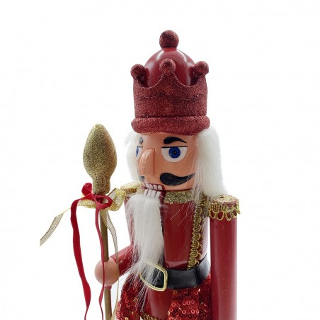 392001 Soldado cascanueces 40h cm con cetro decoración navideña ROJO