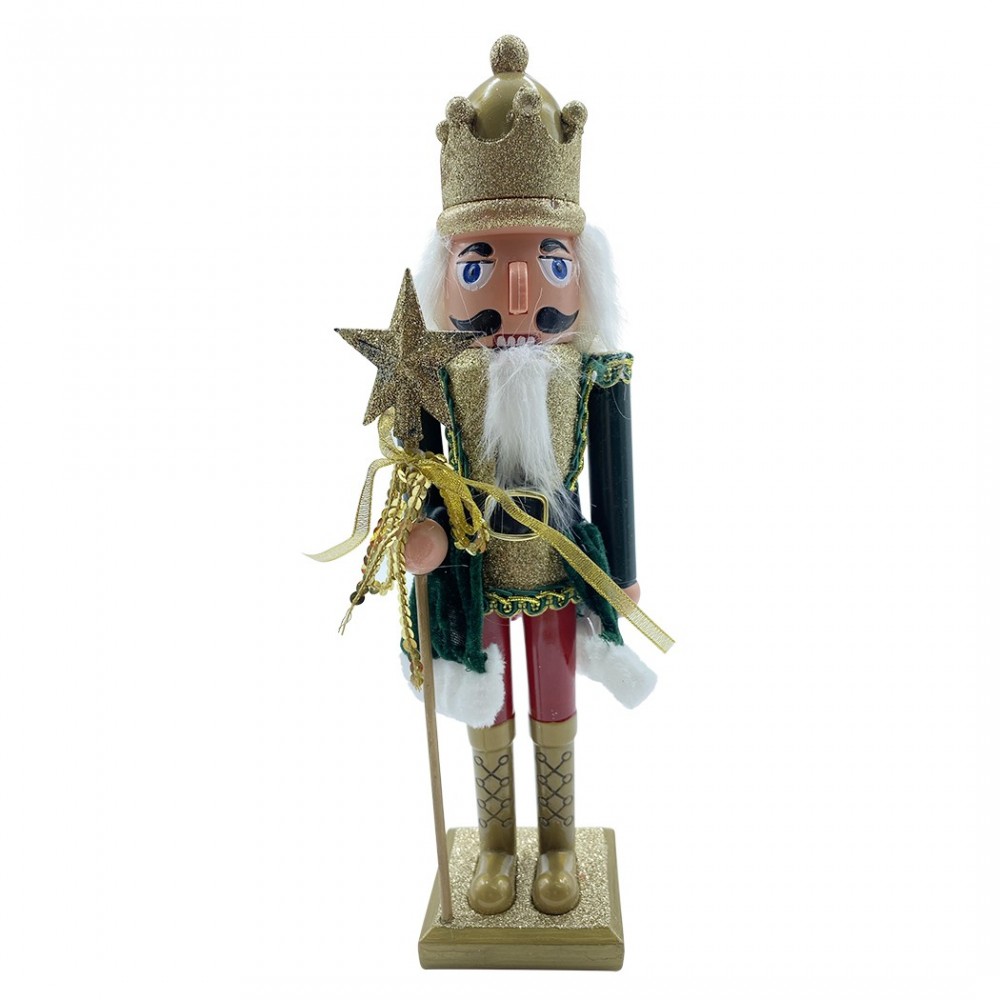 392001 Soldado cascanueces 40h cm con cetro decoración navideña VERDE