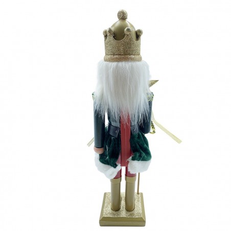 392001 Soldado cascanueces 40h cm con cetro decoración navideña VERDE