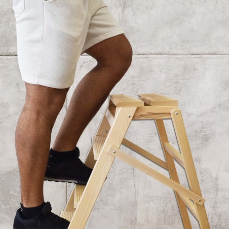 Escalera 3 peldaños art.110 de madera 40x59x63 cm aguanta hasta 150 Kg plegable