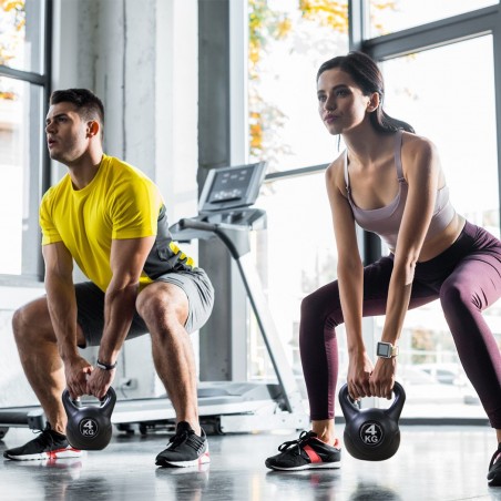 186946 Pesa rusa Kettlebell fitness 4kg en pvc con arena y mango anti-roce