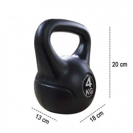 186946 Pesa rusa Kettlebell fitness 4kg en pvc con arena y mango anti-roce