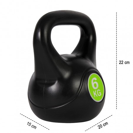 186953 Pesas rusas Kettlebell fitness 6kg en pvc con arena y mango anti-roces