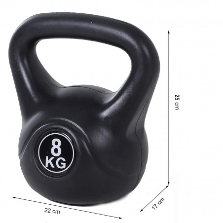 186960 Pesas rusas Kettlebell fitness 8kg en pvc con arena y mango anti-roces