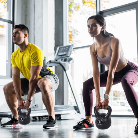 186960 Pesas rusas Kettlebell fitness 8kg en pvc con arena y mango anti-roces