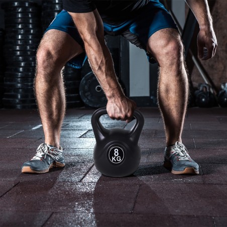 186960 Pesas rusas Kettlebell fitness 8kg en pvc con arena y mango anti-roces