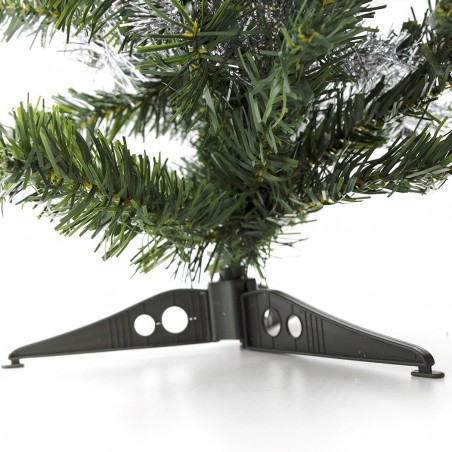 343636 Árbol de Navidad de mesa verde y gris 60H cm con adornos en ramas