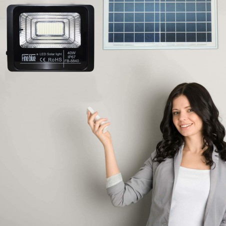 Luz led con carga solar 40W impermeable IP67 FB-8840 6500K luz fría