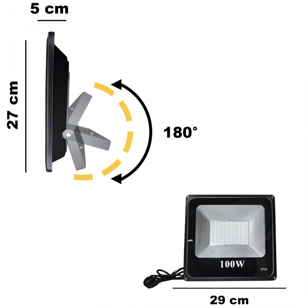 115844 Luz de exterior LED Faro para muros 100W...