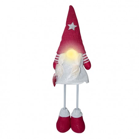 368006 Gnomo de poliéster 50hcm decoración navidad con vestido rojo y luz