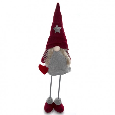 368008 Gnomo de poliéster 75hcm decoración navidad con vestido rojo y luz