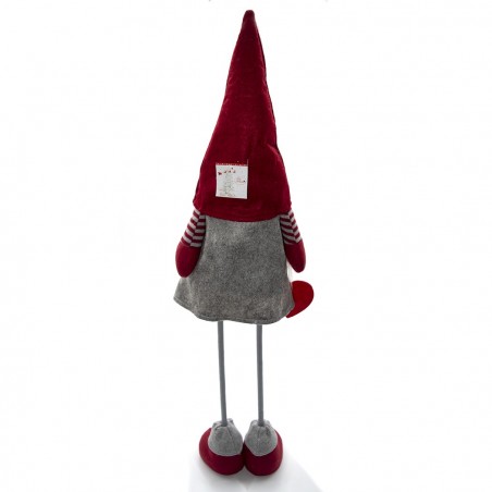 368008 Gnomo de poliéster 75hcm decoración navidad con vestido rojo y luz