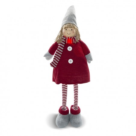 368007 Muñeca de poliéster 75h cm vestido de Navidad rojo y luz en la bufanda