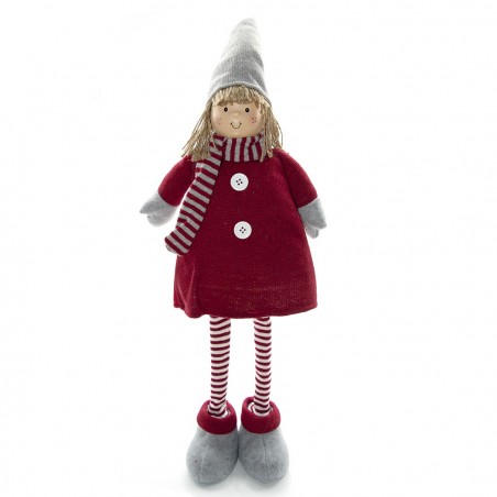 368007 Muñeca de poliéster 75h cm vestido de Navidad rojo y luz en la bufanda