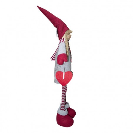 368007 Muñeca de poliéster 75h cm vestido de Navidad rojo y luz en la bufanda