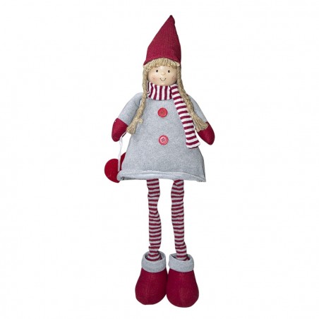 368007 Muñeca de poliéster 75h cm vestido de Navidad rojo y luz en la bufanda