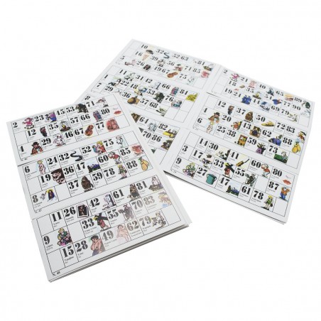 423192 Tombola smorfia napoletana con 90 números de madera y 48 cartones