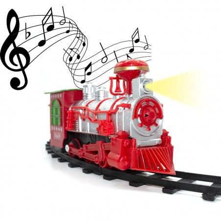 556234 Tren navideño y vía circunferencia de 75 cm con luces y sonidos