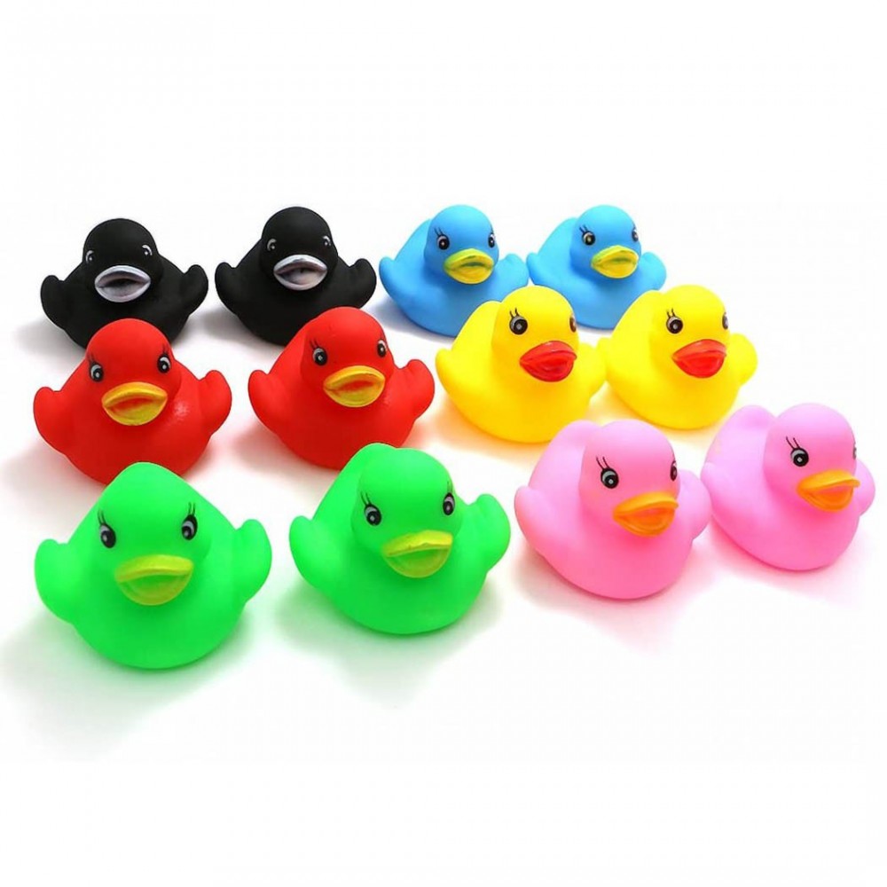 929910 Juego de 12 patitos de goma 5 cm para bañera en colores surtidos