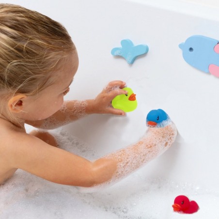 929910 Juego de 12 patitos de goma 5 cm para bañera en colores surtidos