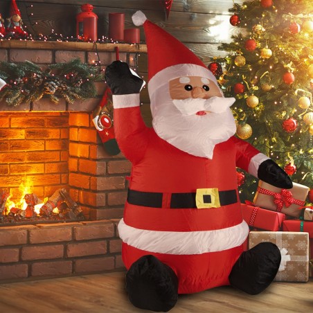 785196 Papá Noel hinchable 120h cm con protección IP44 iluminación LED