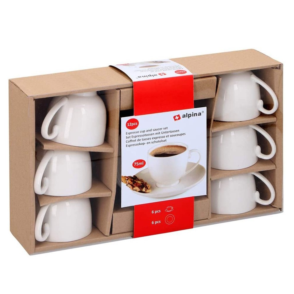 853581 Juego de 12 tazas y platillos para café expreso 75 ml en