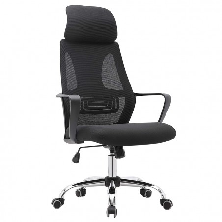 Silla de oficina ejecutiva Genius de acero transpirable con reposacabezas XL