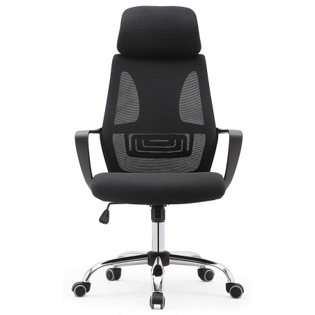 Silla de oficina ejecutiva Genius de acero transpirable con reposacabezas XL