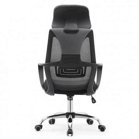 Silla de oficina ejecutiva Genius de acero transpirable con reposacabezas XL