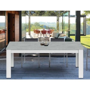 Mesa extensible hasta 190cm KENDRA en madera blanca y... 2