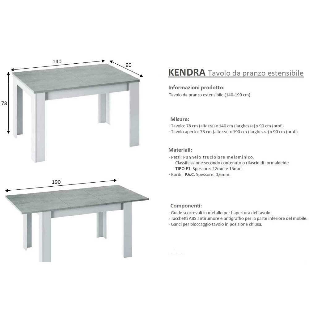 Mesa extensible hasta 190cm KENDRA en madera...
