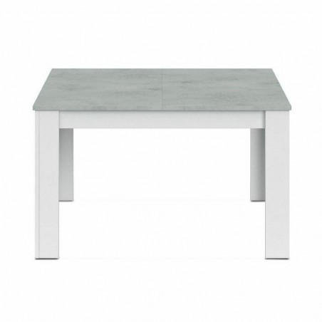 Mesa extensible hasta 190cm KENDRA en madera blanca y tapa de hormigón 140x90 cm