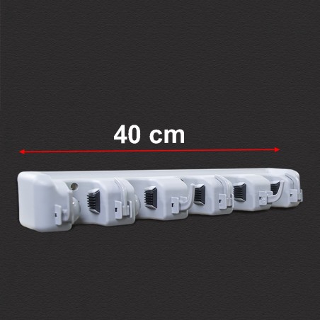 126654 Porta escoba de plástico 6 ganchos ahorra espacio para garaje o cocina