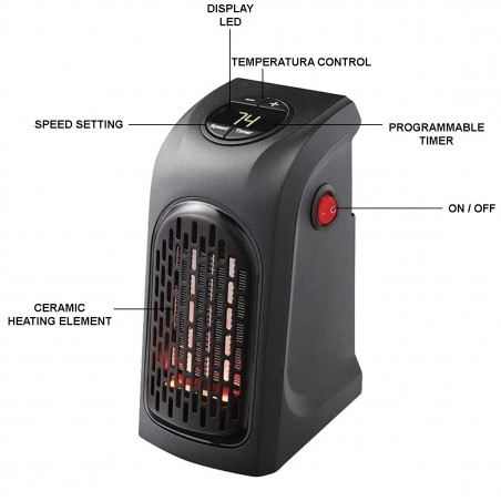 871903 Calentador eléctrico 350WTT calienta hasta 23m² temperatura hasta 32 °