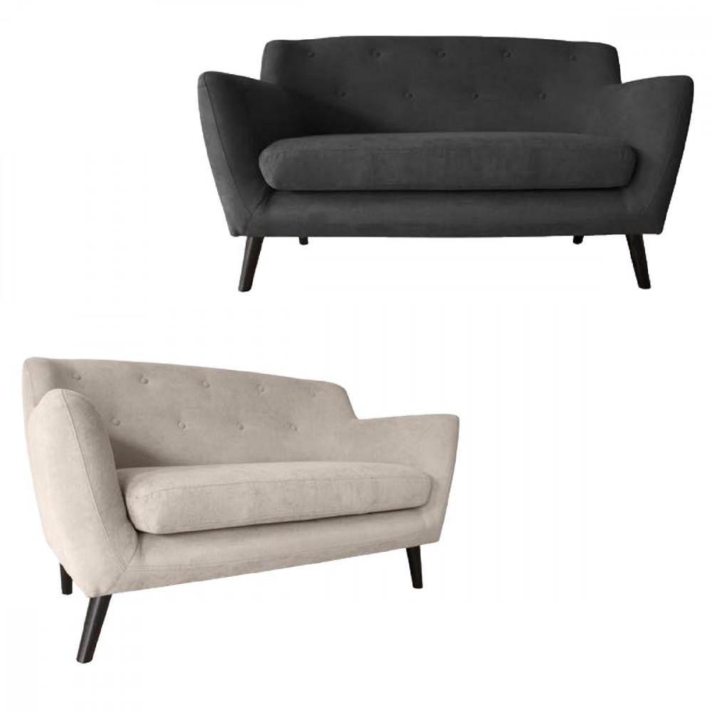 Sofá de dos plazas TRUDY con estructura de madera tapizado desenfundable