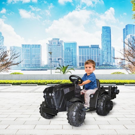 BK0925 Tractor eléctrico para niños 12V con remolque, control remoto MP3 y luces