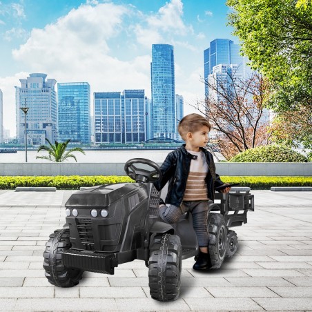 BK0925 Tractor eléctrico para niños 12V con remolque, control remoto MP3 y luces