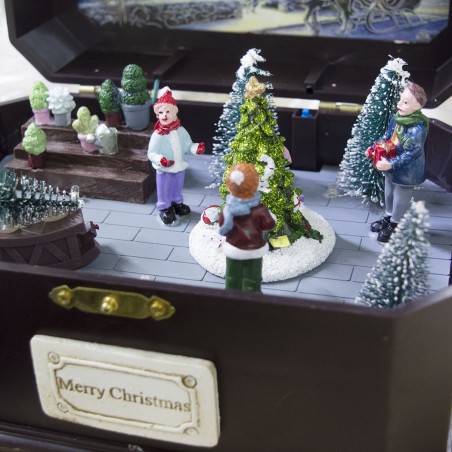 361009 Caja navideña carrusel movimiento luces y música 23x14x14 cm Navidad